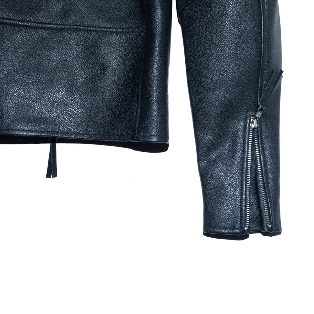 Classic Black Genuine Leather Moto Jacket - Picture 3 of 11